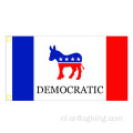 Demoratische vlag met twee koperen doorvoertules dubbel gestikt